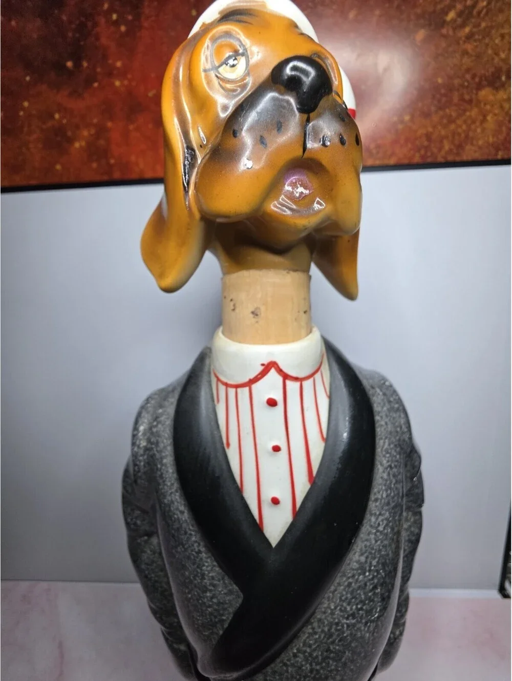 Vtg RARE Shields Fifth Avenue Japan Hangover Basset Hound Dog Decanter Figurine